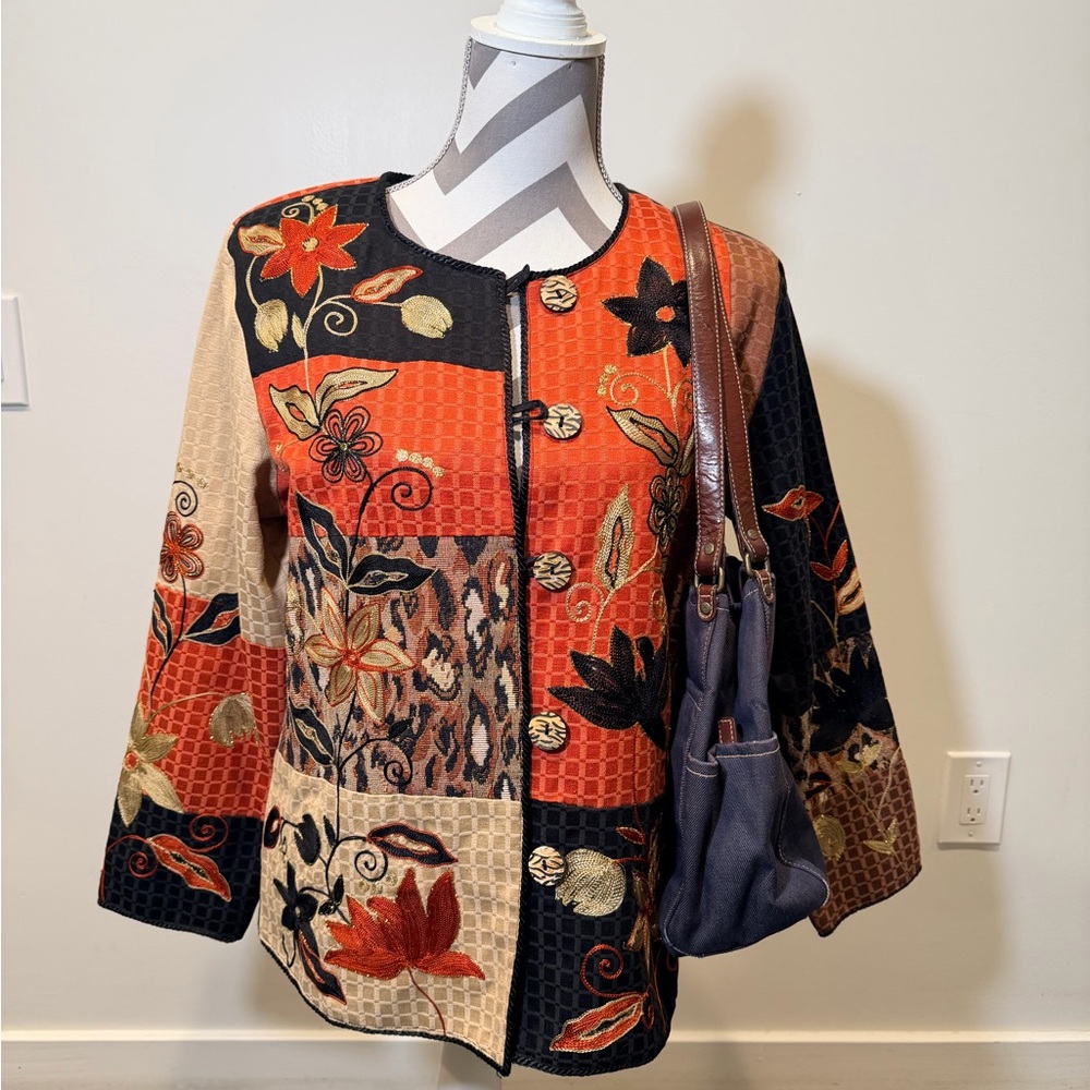 Floral Patchwork Button-Up Jacket - image 1